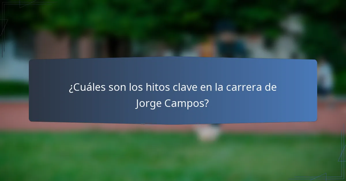¿Cuáles son los hitos clave en la carrera de Jorge Campos?
